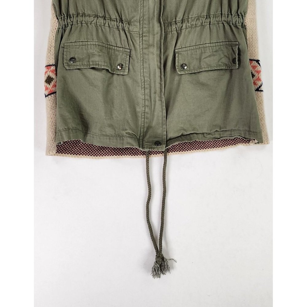 Blue Pepper Vest Womens Medium Green Cinched Southwestern Aztec Cargo Sweater - Picture 5 of 12
